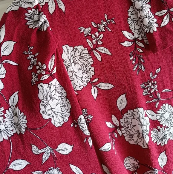 M🌺Floral Collared Button Up Maxi Dress Fushia/Magenta&White - Picture 6 of 8